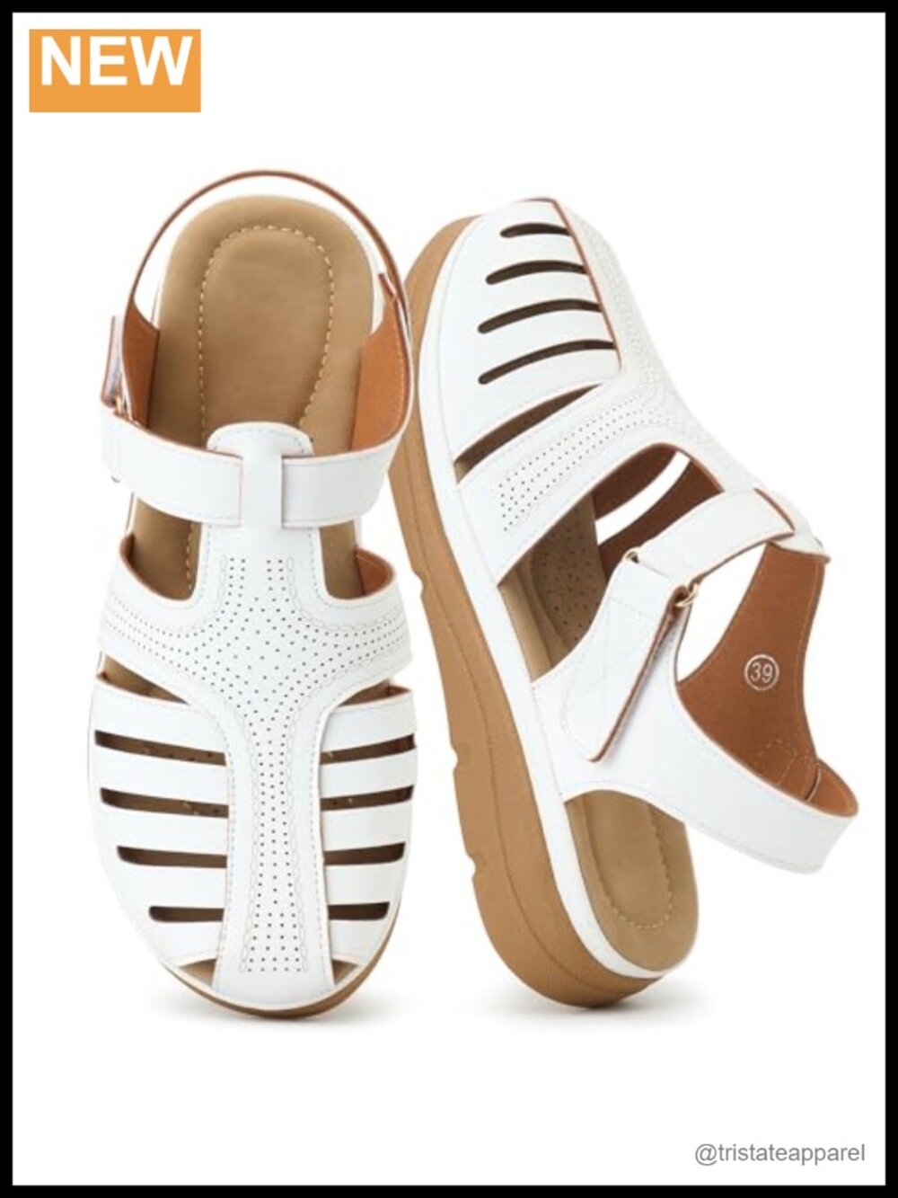 Women's Closed Toe Fisherman Sandals with Ankle Strap Hook & Loop